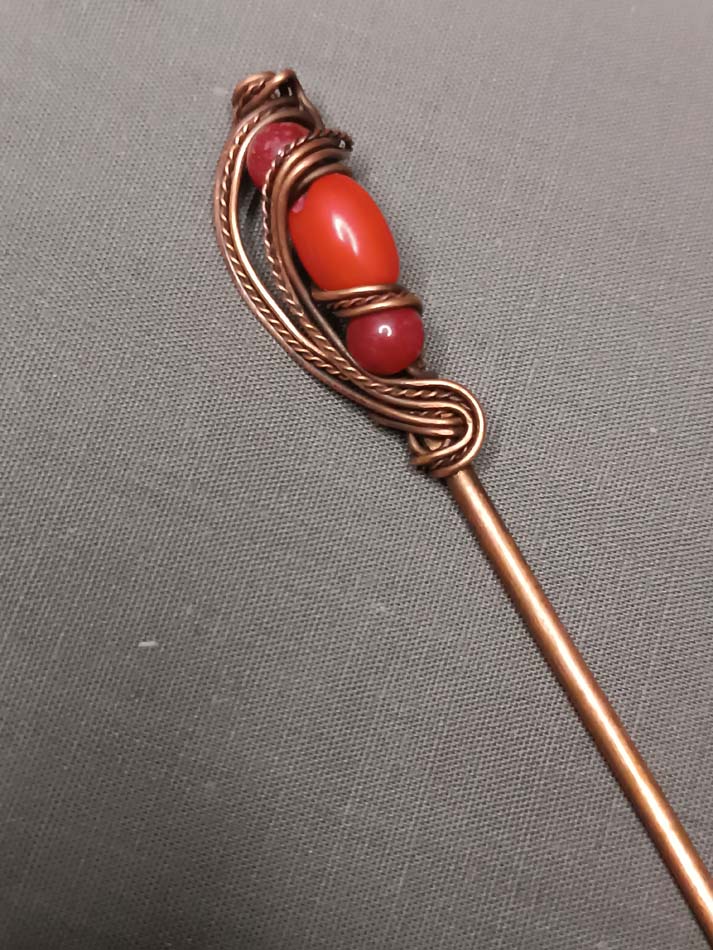 Bakarna igla za kosu unikatna, ručni rad, crveni koral, Idealan poklon, Čvrsta, kvalitetna i jednostavna za upotrebu - Image 8