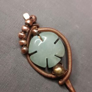 Igla za kosu unikatna, ručni rad, akvamarin u bakru, čvrsta, kvalitetna i jednostavna za upotrebu