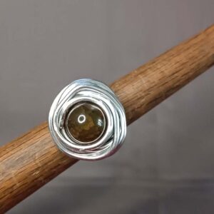 Aluminijumski prsten sa Bocvana ahatom, upadljiv, moderan, udoban, ručno rađen