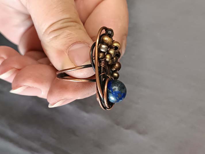 Bakarni prsten sa kamenom lapis lazuli, jedinstven prsten, alternativan - Image 7